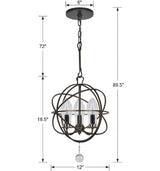 Crystorama Solaris 3 Light English Bronze Sphere Outdoor Chandelier