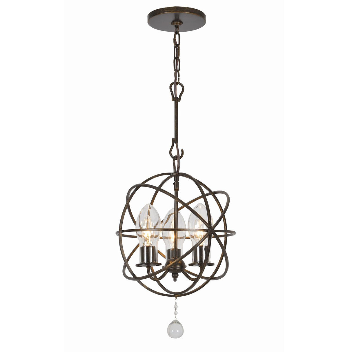 Crystorama Solaris 3 Light English Bronze Sphere Outdoor Chandelier