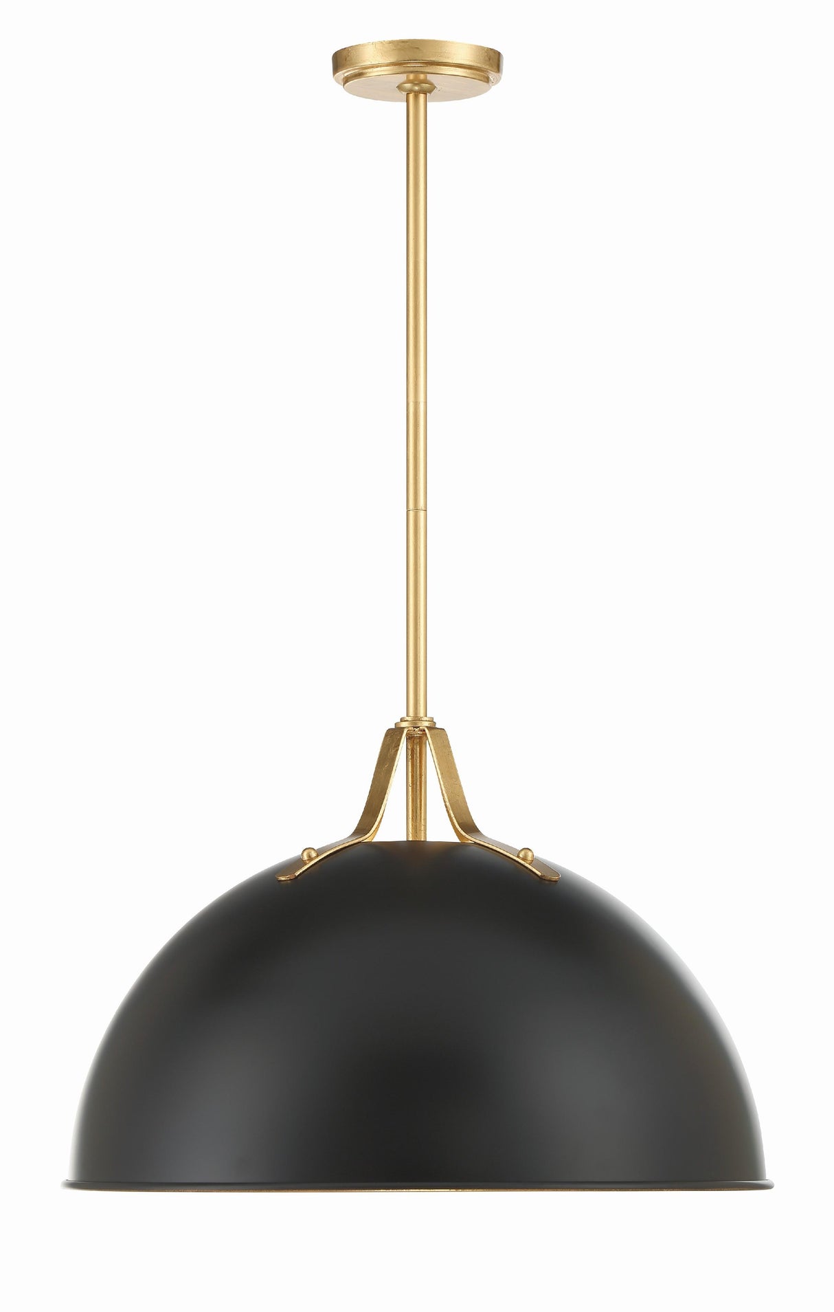 Crystorama Soto 1 Light Matte Black + Antique Gold Pendant
