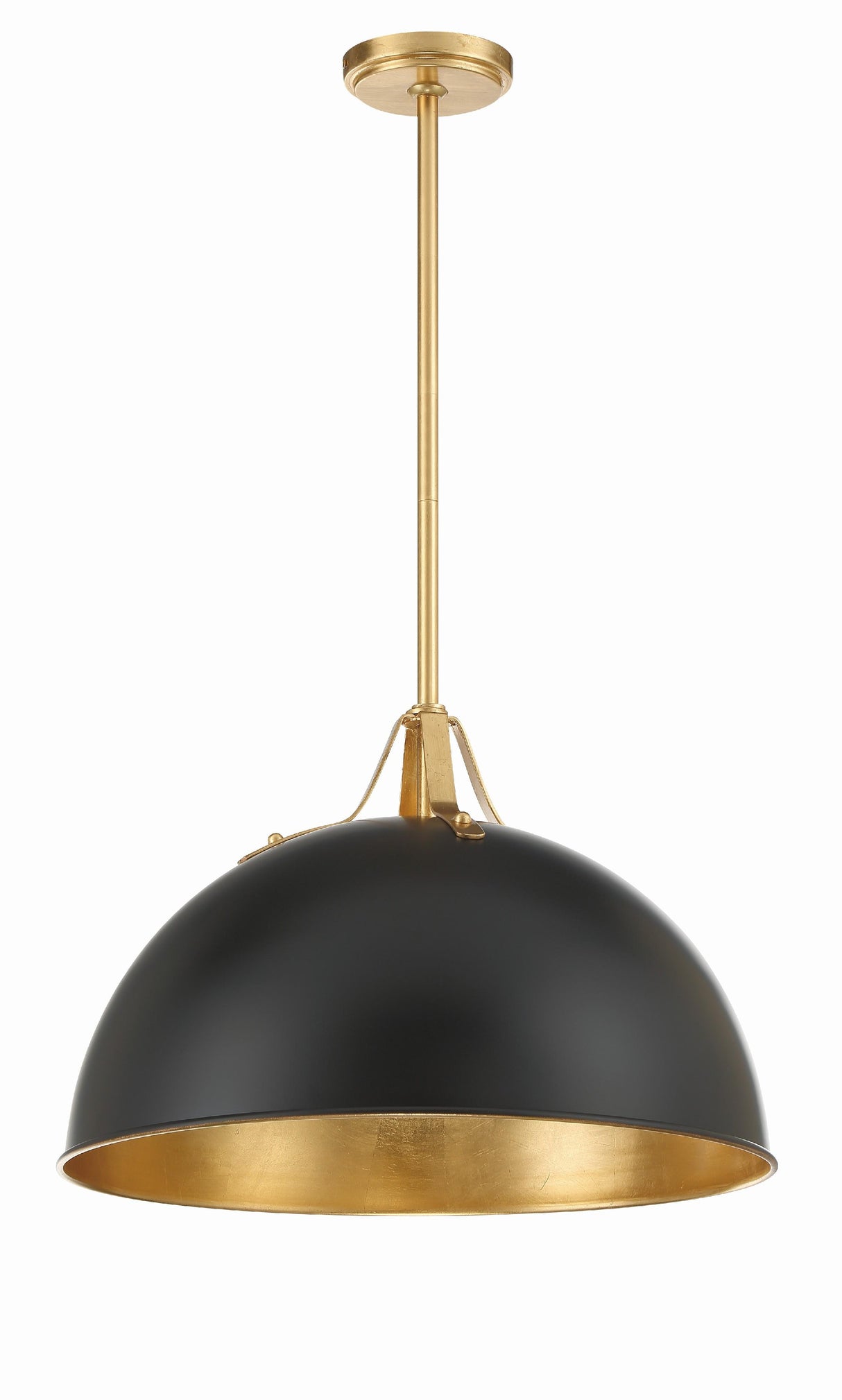 Crystorama Soto 1 Light Matte Black + Antique Gold Pendant