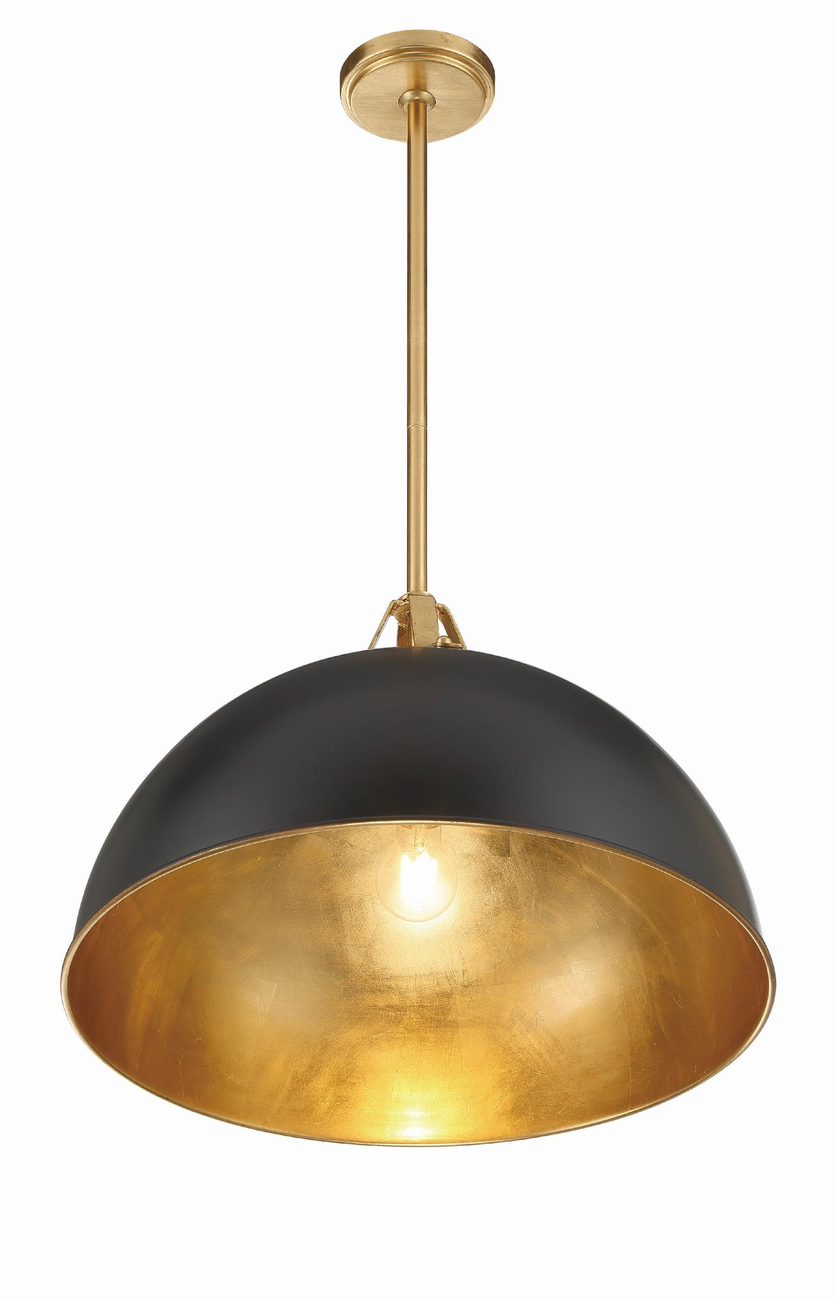 Crystorama Soto 1 Light Matte Black + Antique Gold Pendant