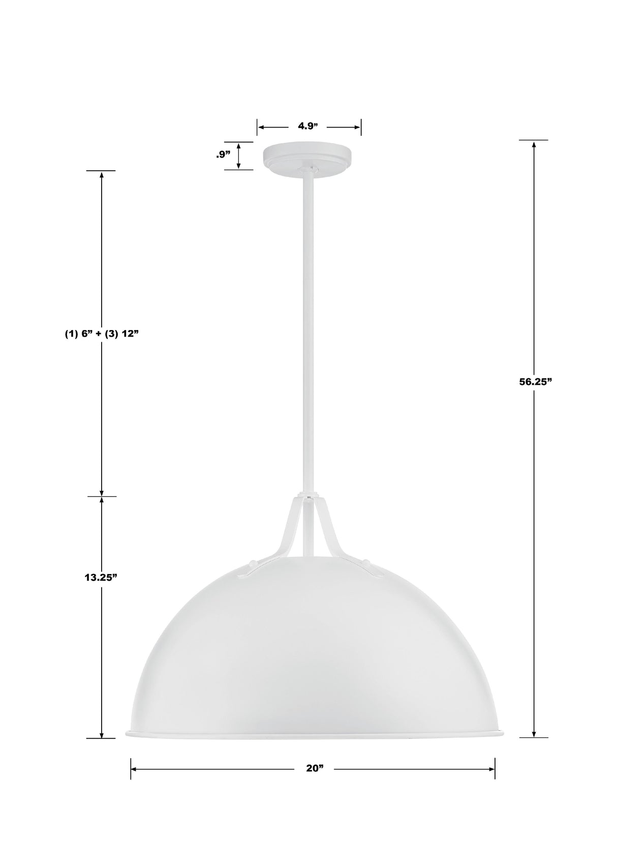Crystorama Soto 1 Light White Pendant