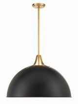 Crystorama Soto 3 Light Matte Black + Antique Gold Pendant