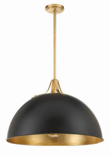 Crystorama Soto 3 Light Matte Black + Antique Gold Pendant