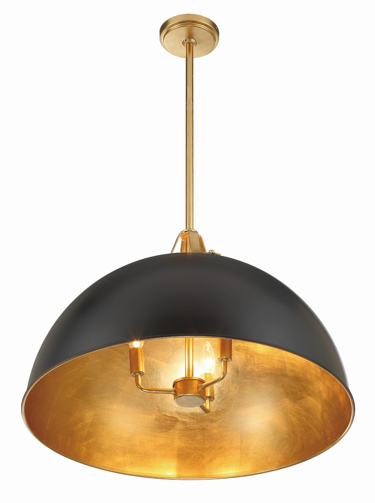 Crystorama Soto 3 Light Matte Black + Antique Gold Pendant