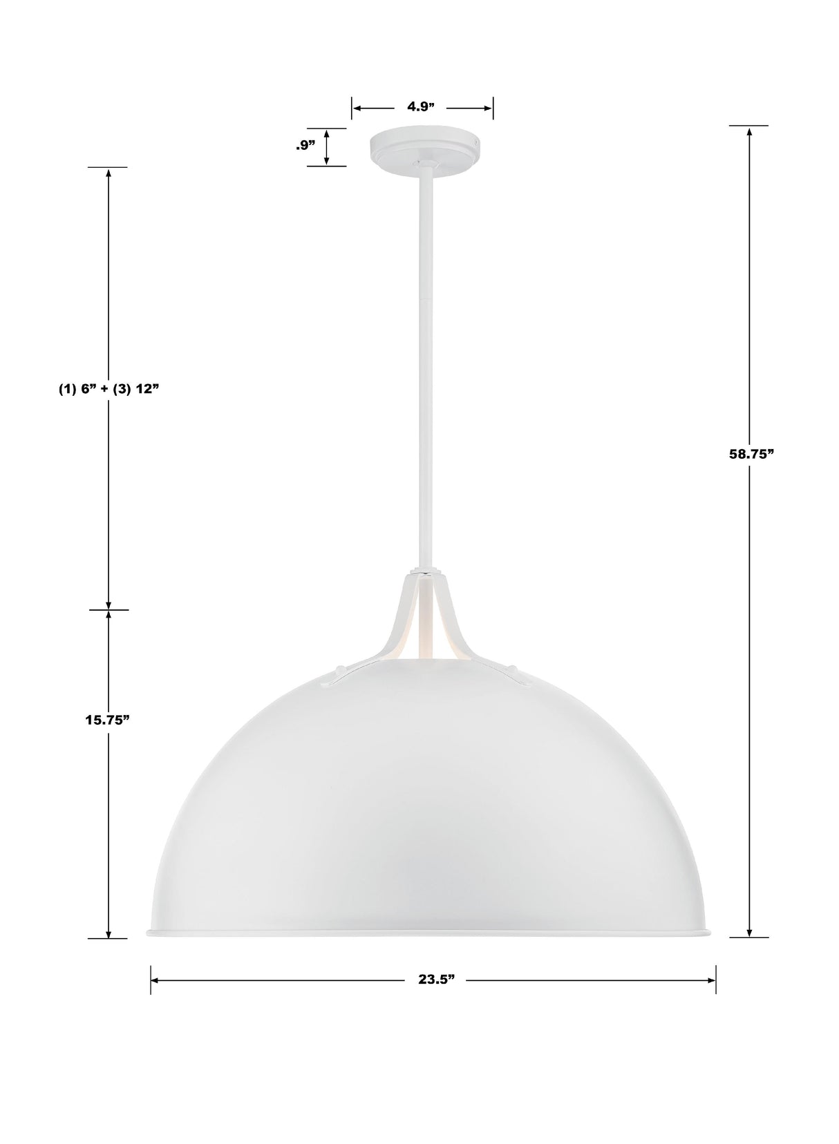 Crystorama Soto 3 Light White Pendant