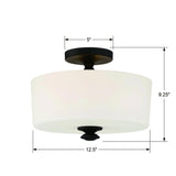 Crystorama Travis 2 Light Black Forged Semi Flush Mount