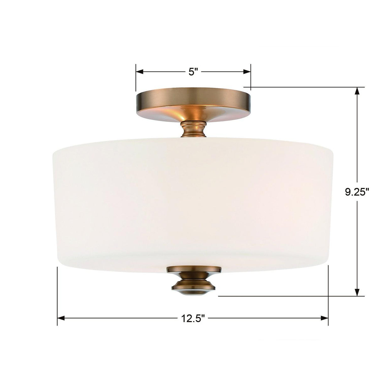 Crystorama Travis 2 Light Vibrant Gold Semi Flush Mount