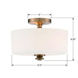 Crystorama Travis 2 Light Vibrant Gold Semi Flush Mount