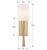 Crystorama Trenton 1 Light Aged Brass Sconce