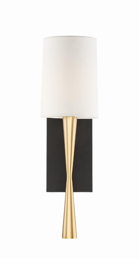 Crystorama Trenton 1 Light Aged Brass + Black Forged Sconce