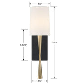 Crystorama Trenton 1 Light Aged Brass + Black Forged Sconce