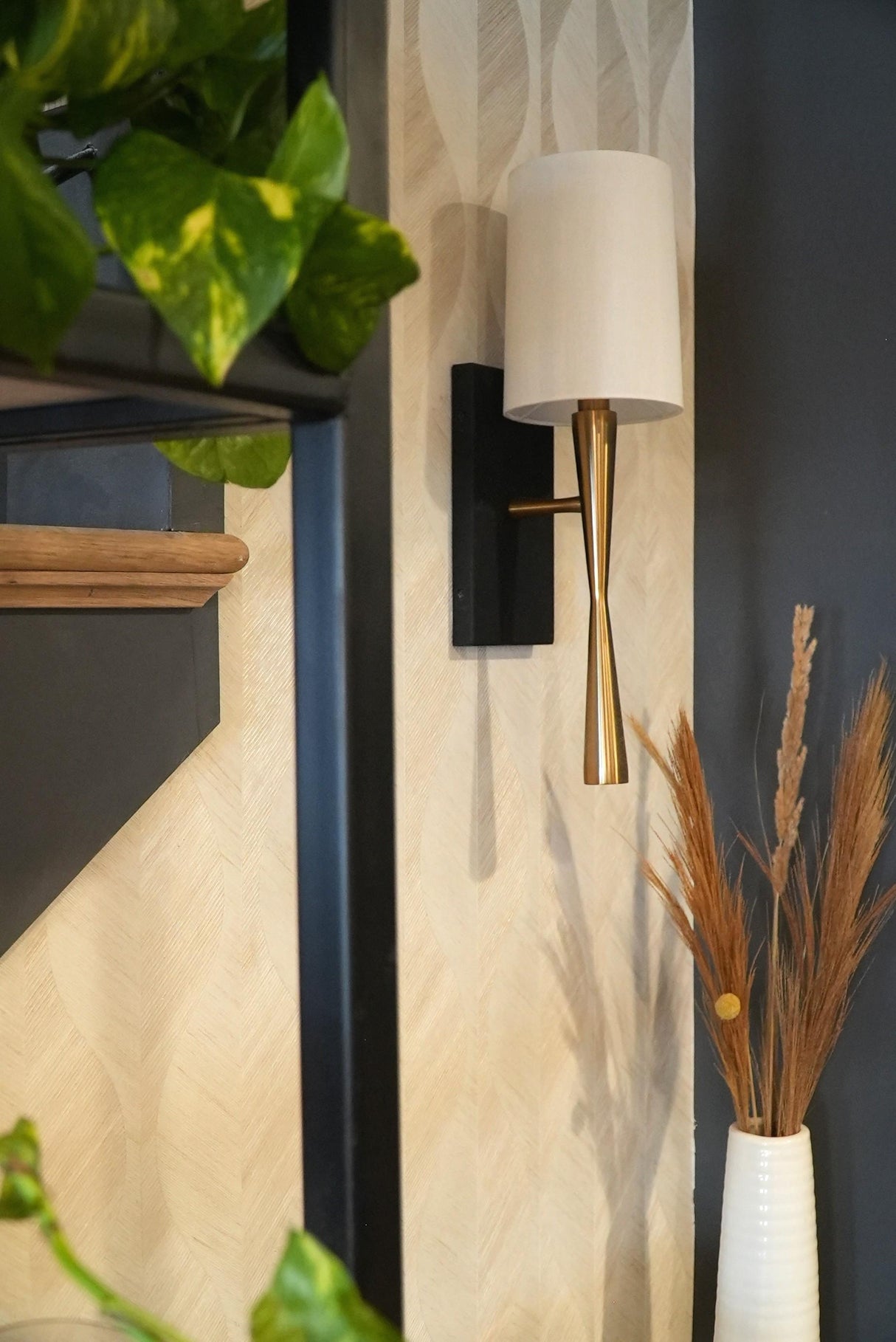 Crystorama Trenton 1 Light Aged Brass + Black Forged Sconce