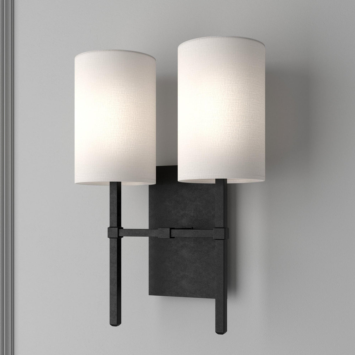 Crystorama Veronica 2 Light Black Forged Sconce