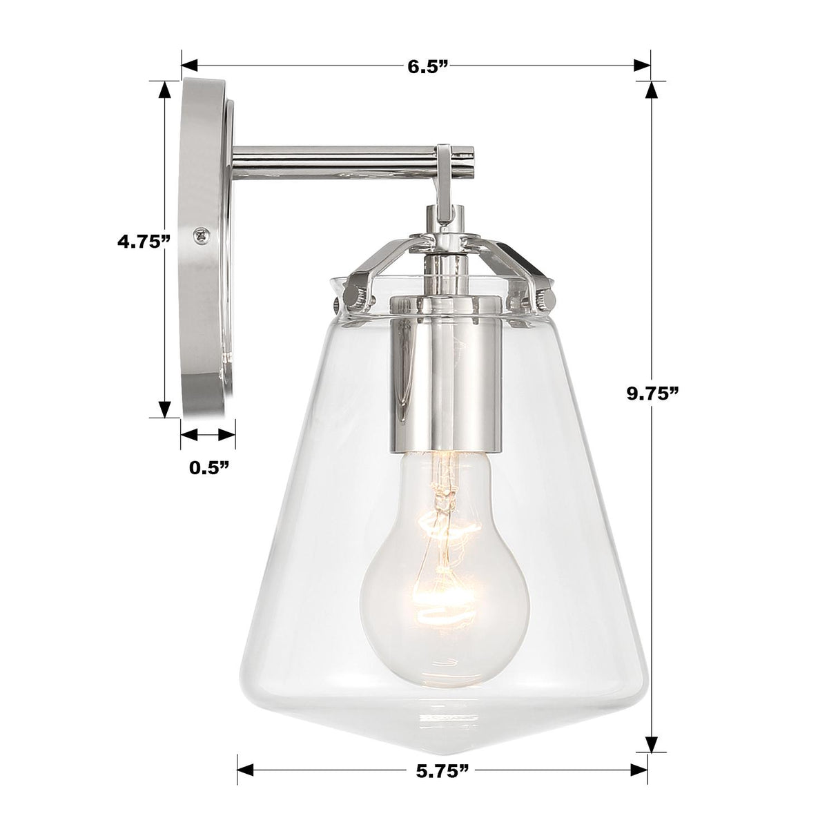 Crystorama Voss 1 Light Polished Nickel Sconce