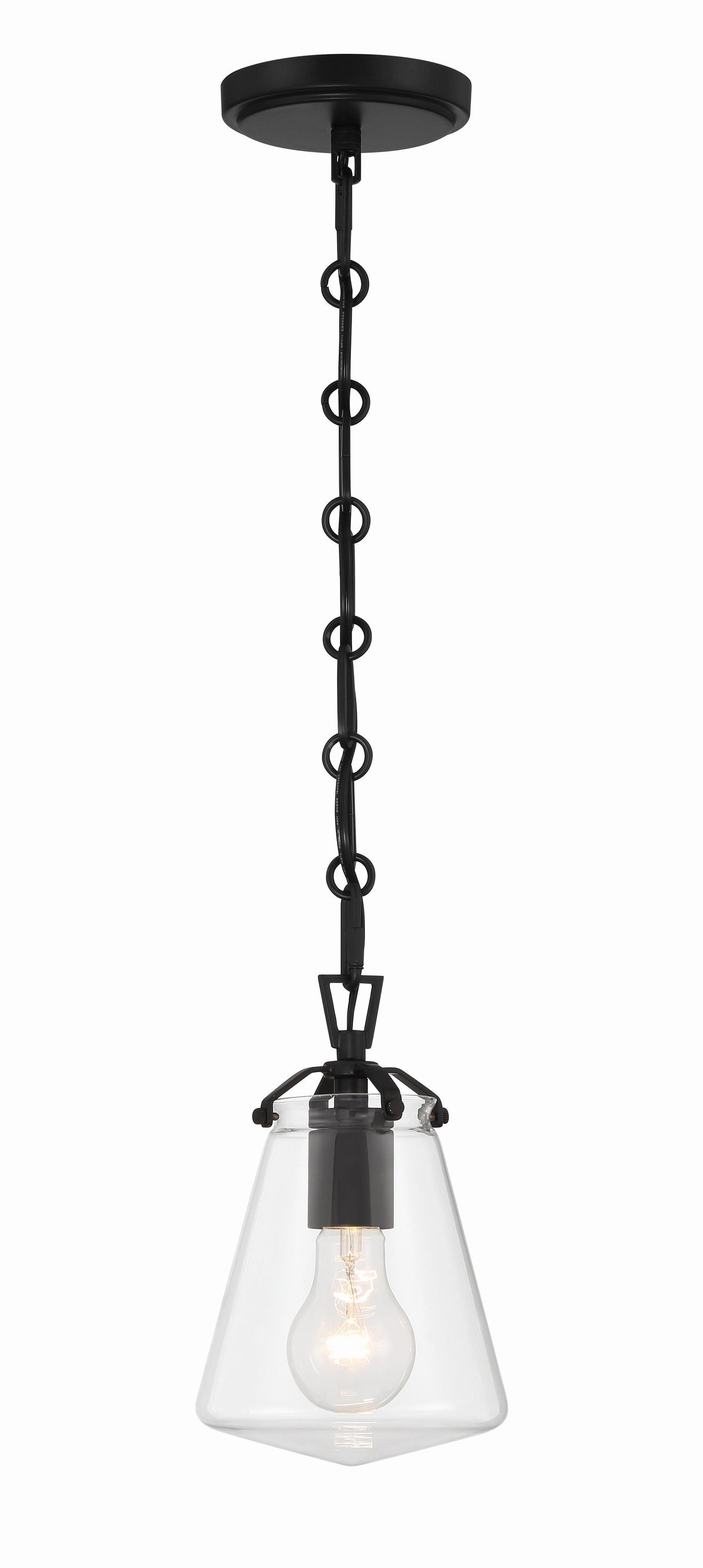 Crystorama Voss 1 Light Matte Black Mini Pendant