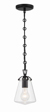 Crystorama Voss 1 Light Matte Black Mini Pendant