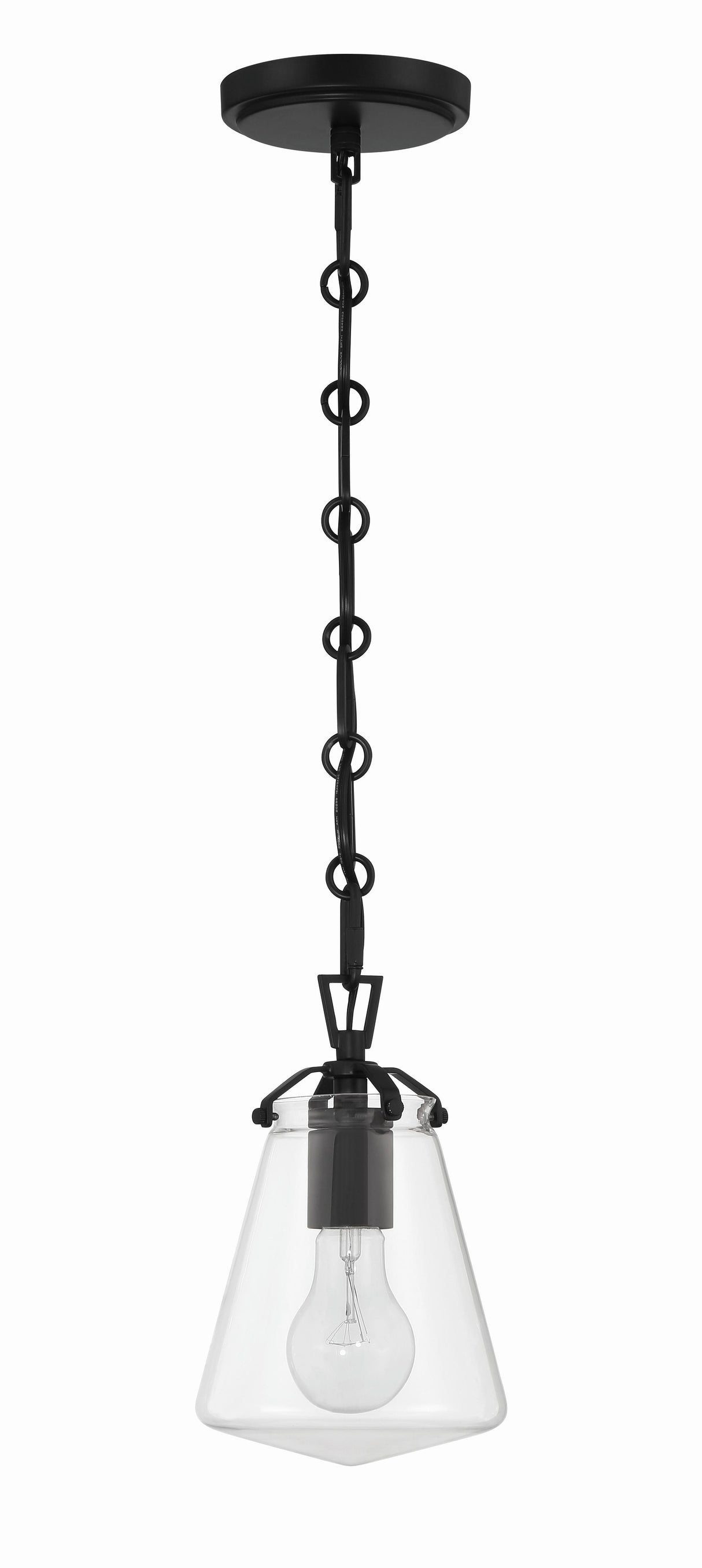 Crystorama Voss 1 Light Matte Black Mini Pendant