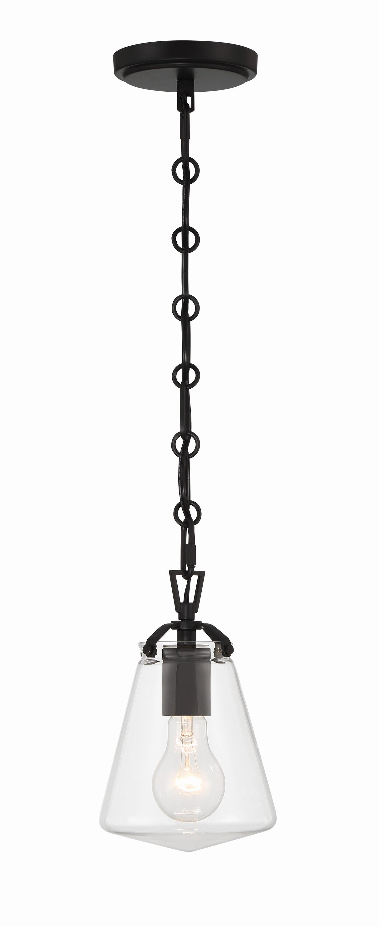 Crystorama Voss 1 Light Matte Black Mini Pendant