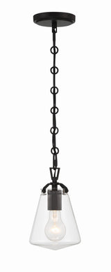 Crystorama Voss 1 Light Matte Black Mini Pendant