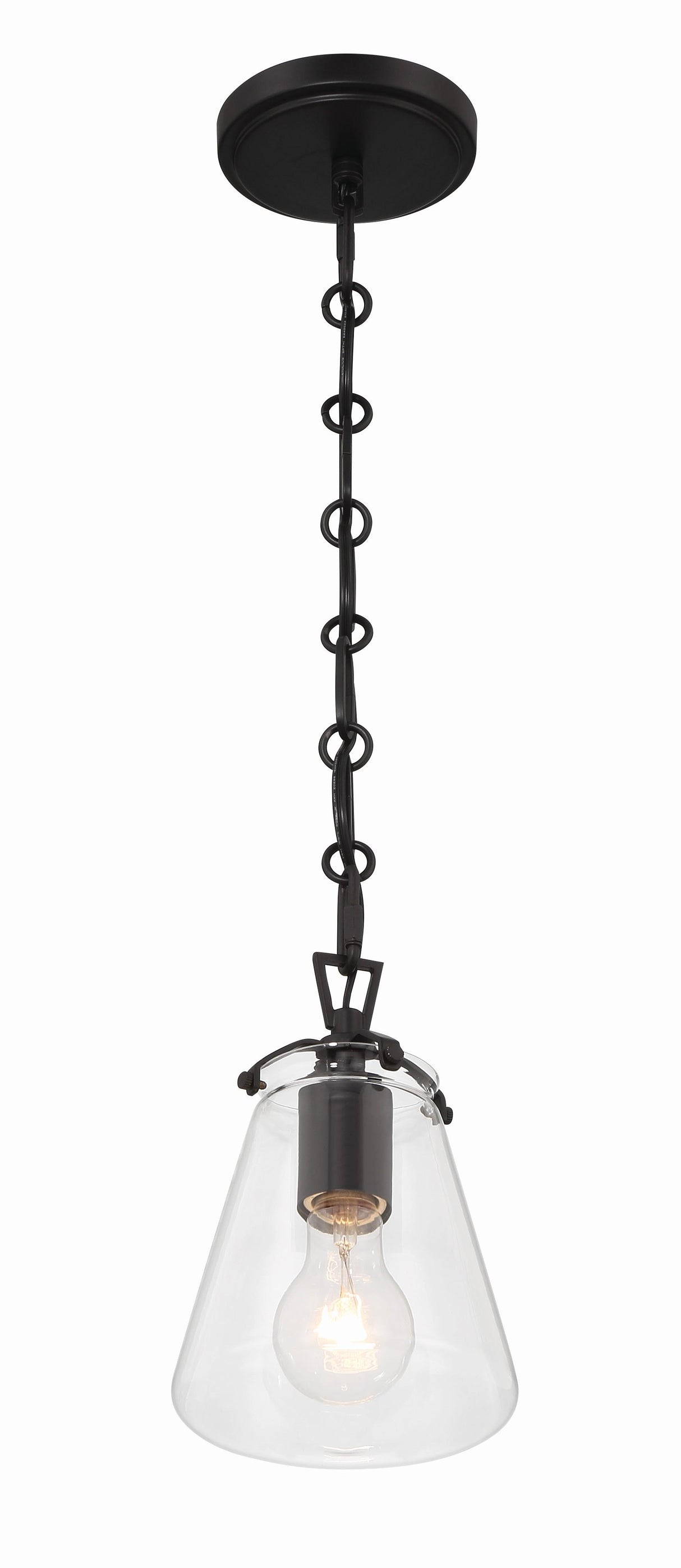 Crystorama Voss 1 Light Matte Black Mini Pendant