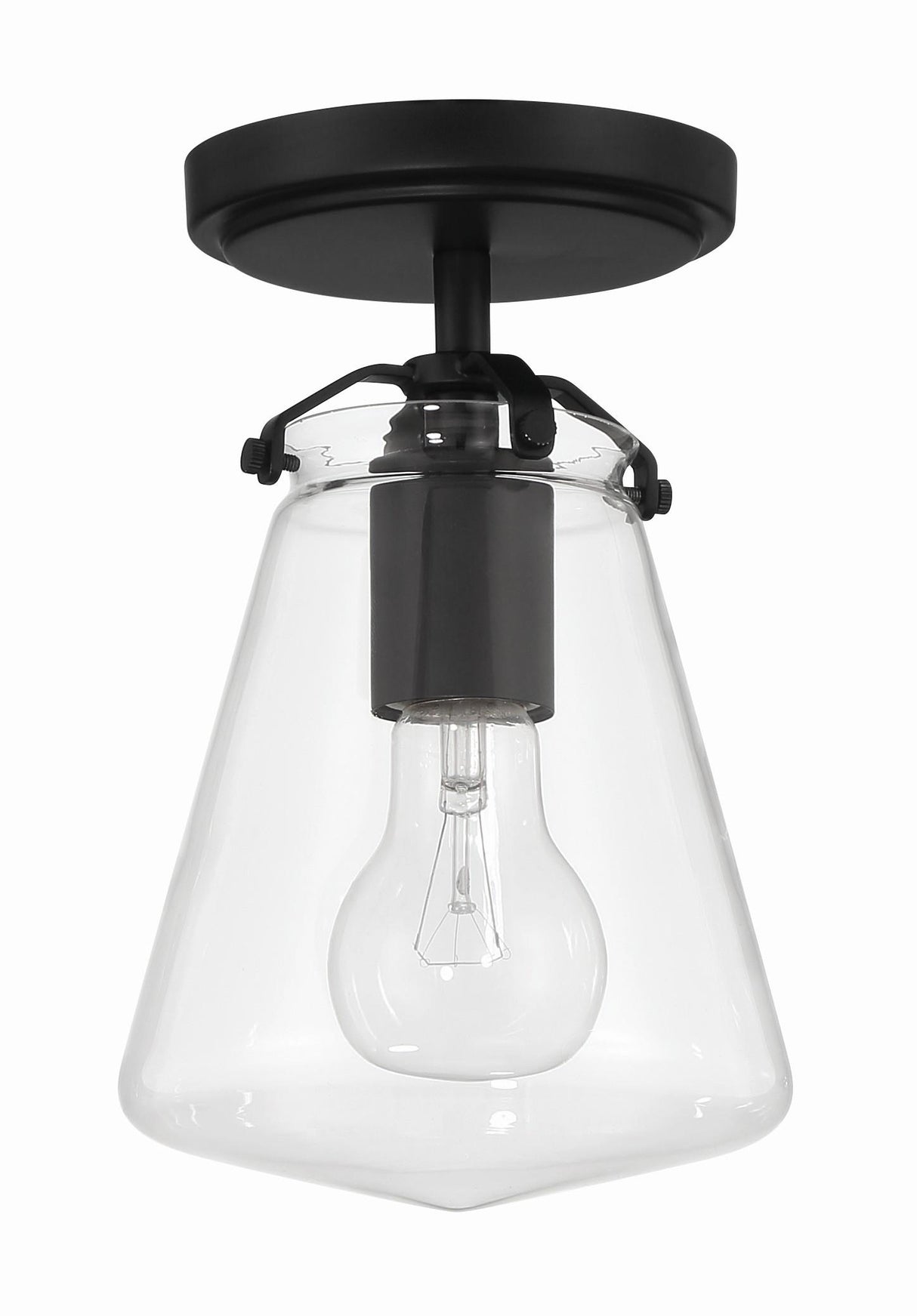 Crystorama Voss 1 Light Matte Black Semi Flush Mount