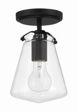 Crystorama Voss 1 Light Matte Black Semi Flush Mount