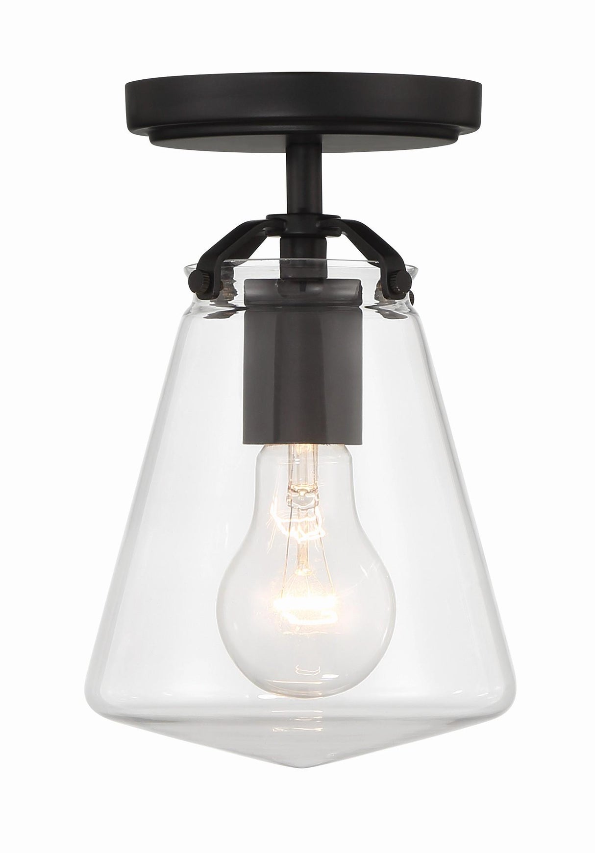 Crystorama Voss 1 Light Matte Black Semi Flush Mount