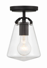 Crystorama Voss 1 Light Matte Black Semi Flush Mount