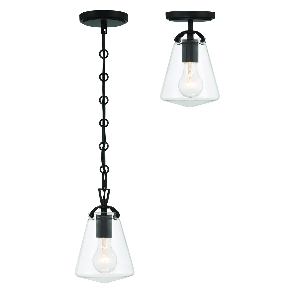 Crystorama Voss 1 Light Matte Black Semi Flush Mount