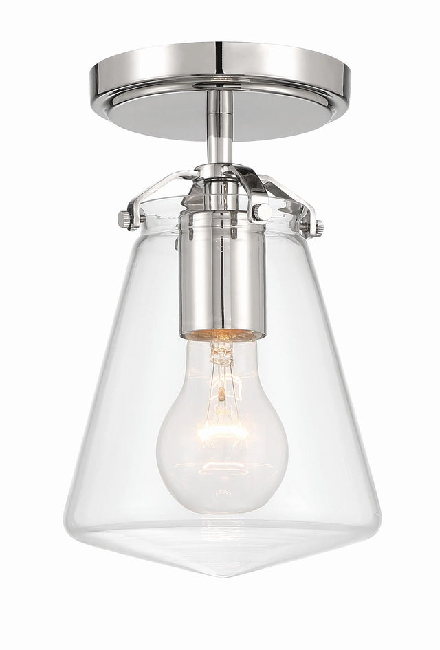 Crystorama Voss 1 Light Polished Nickel Semi Flush Mount