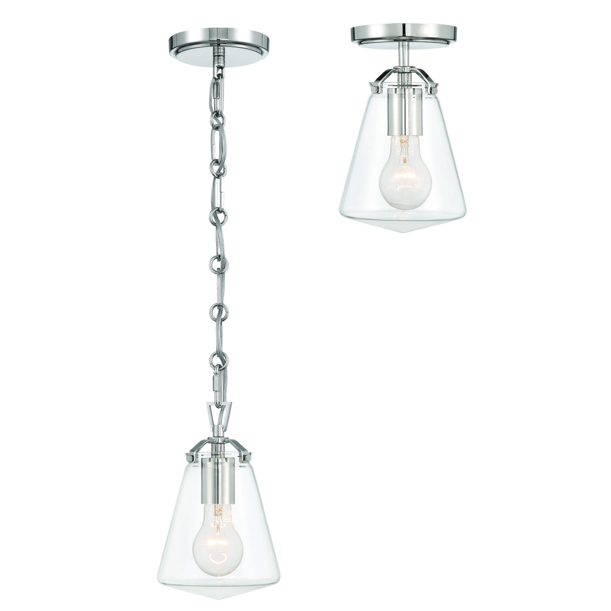 Crystorama Voss 1 Light Polished Nickel Semi Flush Mount
