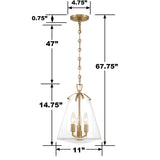 Crystorama Voss 3 Light Luxe Gold Pendant