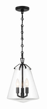 Crystorama Voss 3 Light Matte Black Pendant