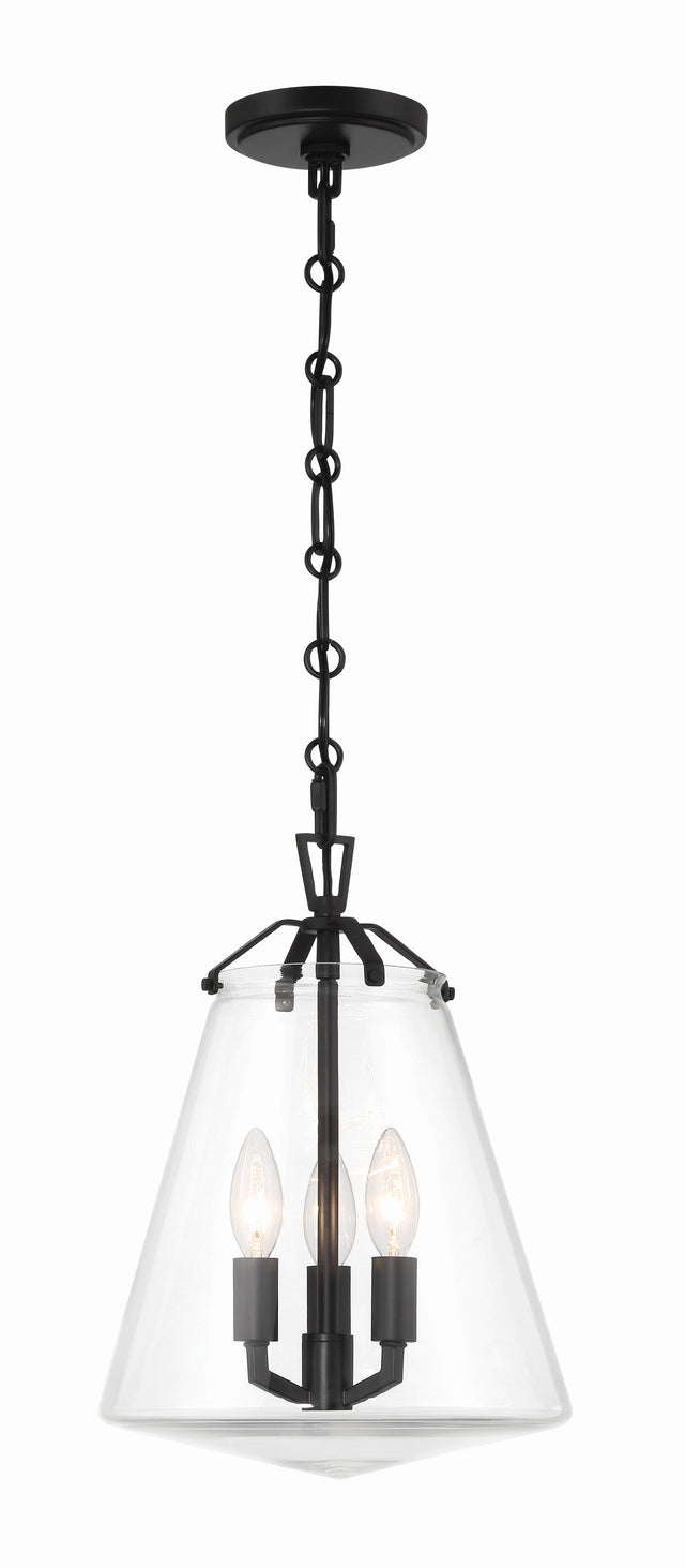 Crystorama Voss 3 Light Matte Black Pendant