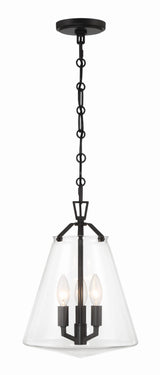 Crystorama Voss 3 Light Matte Black Pendant