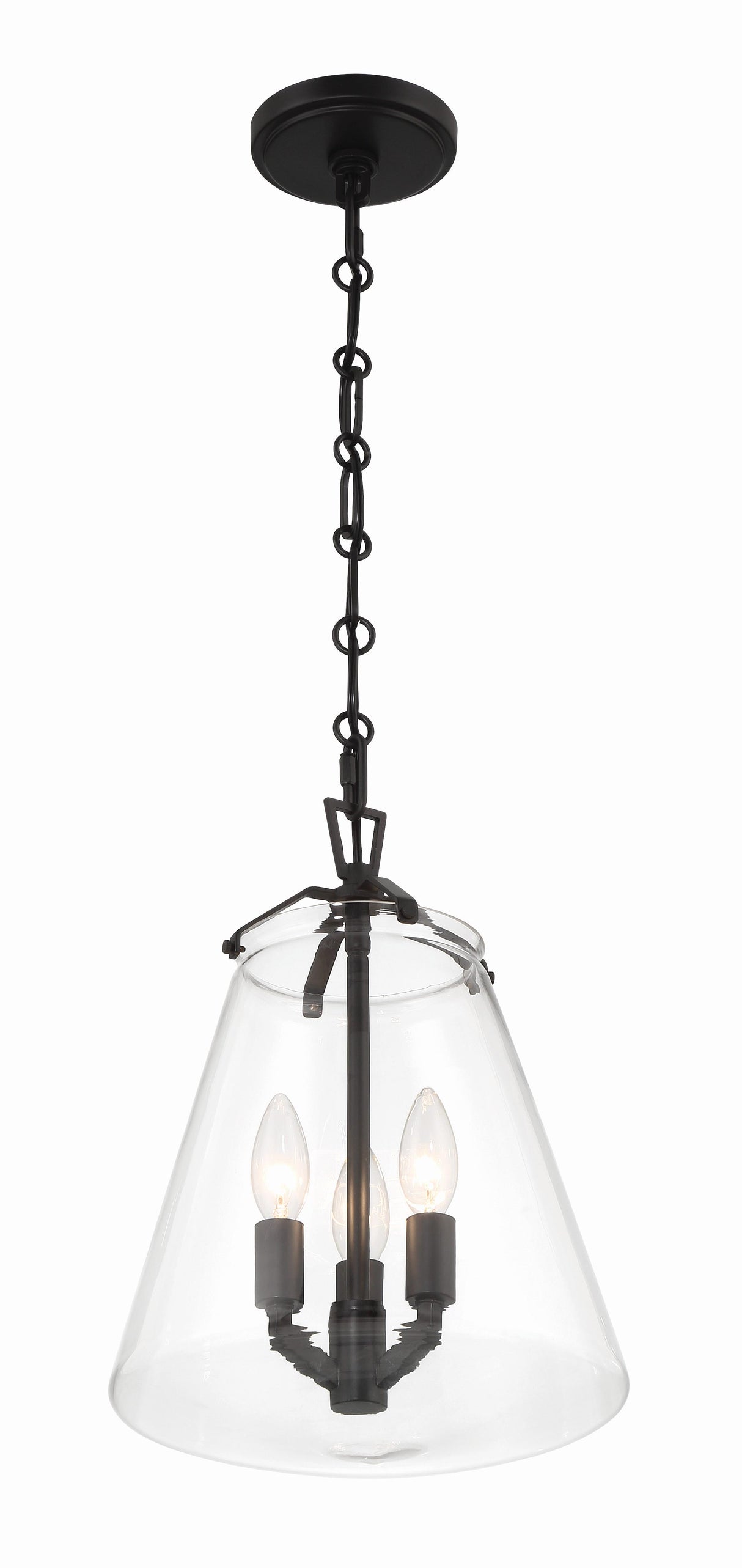 Crystorama Voss 3 Light Matte Black Pendant