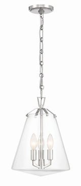 Crystorama Voss 3 Light Polished Nickel Pendant