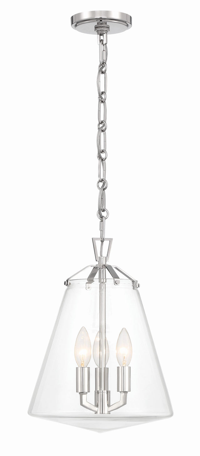 Crystorama Voss 3 Light Polished Nickel Pendant