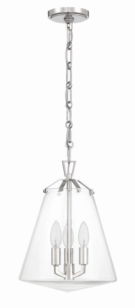 Crystorama Voss 3 Light Polished Nickel Pendant