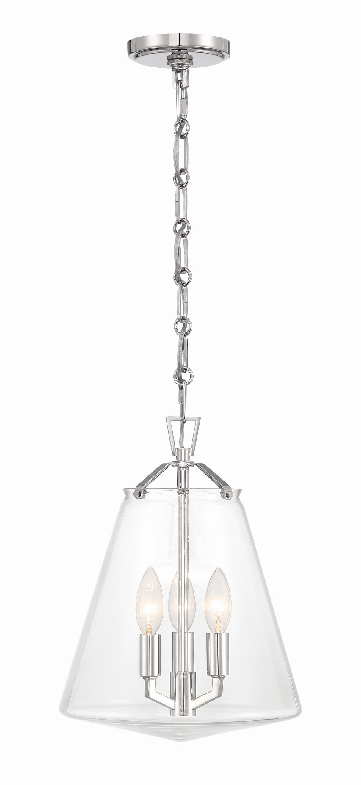 Crystorama Voss 3 Light Polished Nickel Pendant