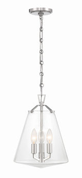 Crystorama Voss 3 Light Polished Nickel Pendant