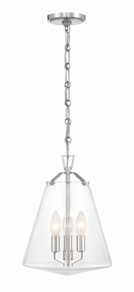 Crystorama Voss 3 Light Polished Nickel Pendant