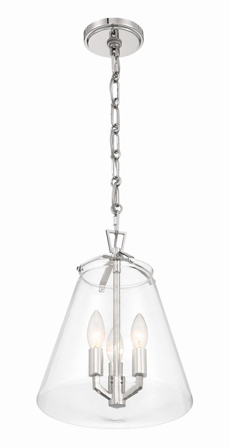 Crystorama Voss 3 Light Polished Nickel Pendant