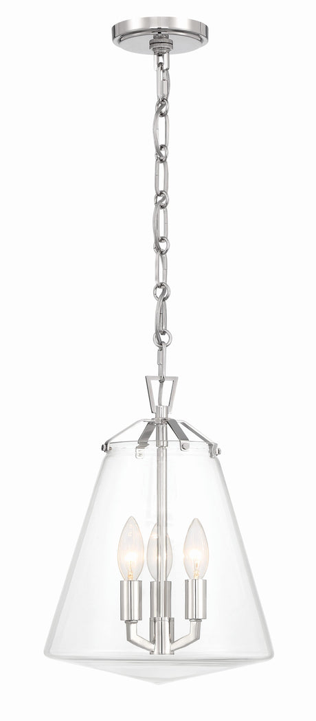 Crystorama Voss 3 Light Polished Nickel Pendant