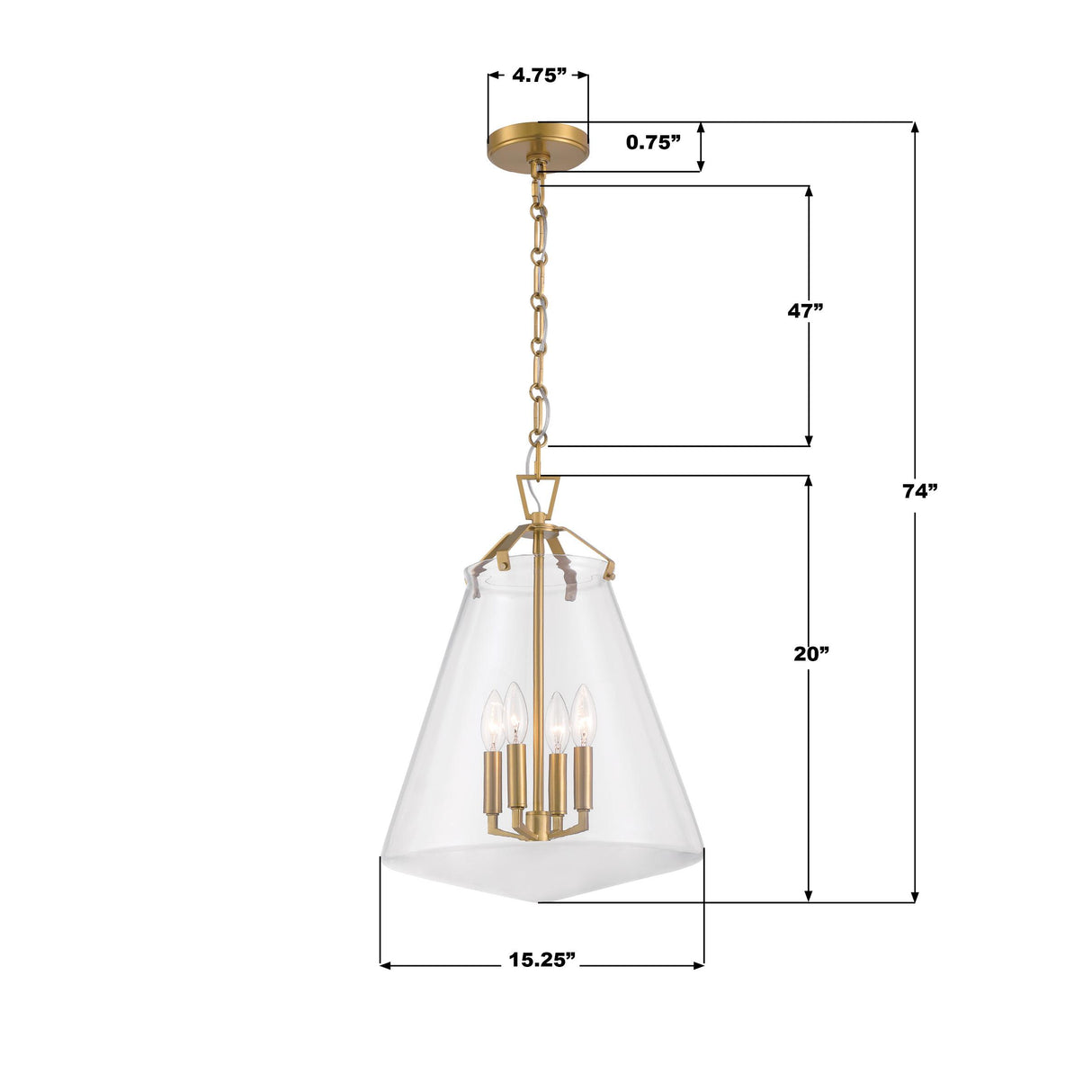 Crystorama Voss 4 Light Luxe Gold Pendant