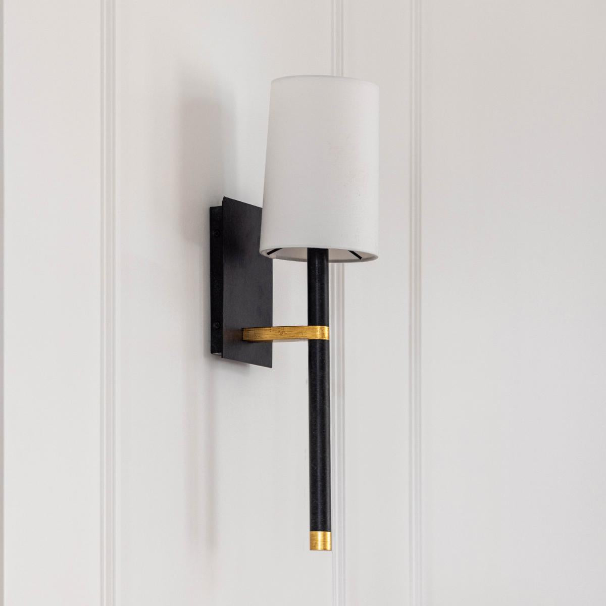 Crystorama Weston 1 Light Black + Antique Gold Sconce
