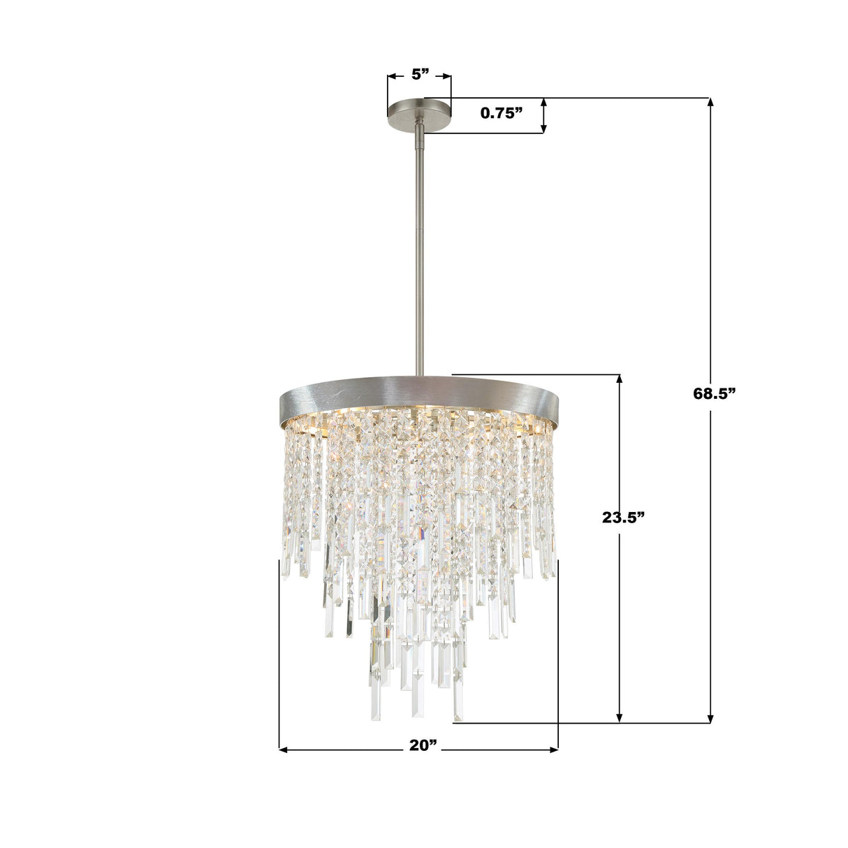 Crystorama Winfield 5 Light Antique Silver Chandelier