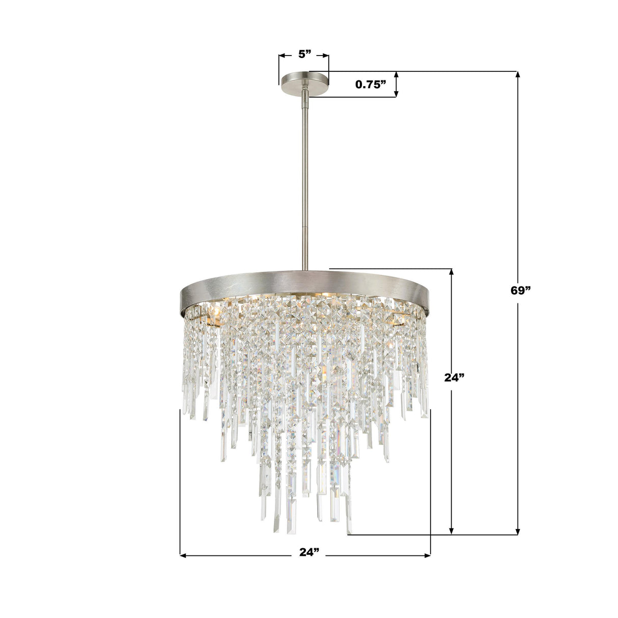 Crystorama Winfield 6 Light Antique Silver Chandelier