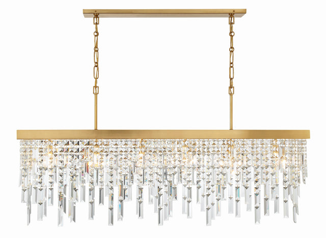 Crystorama Winfield 6 Light Antique Gold Linear Chandelier